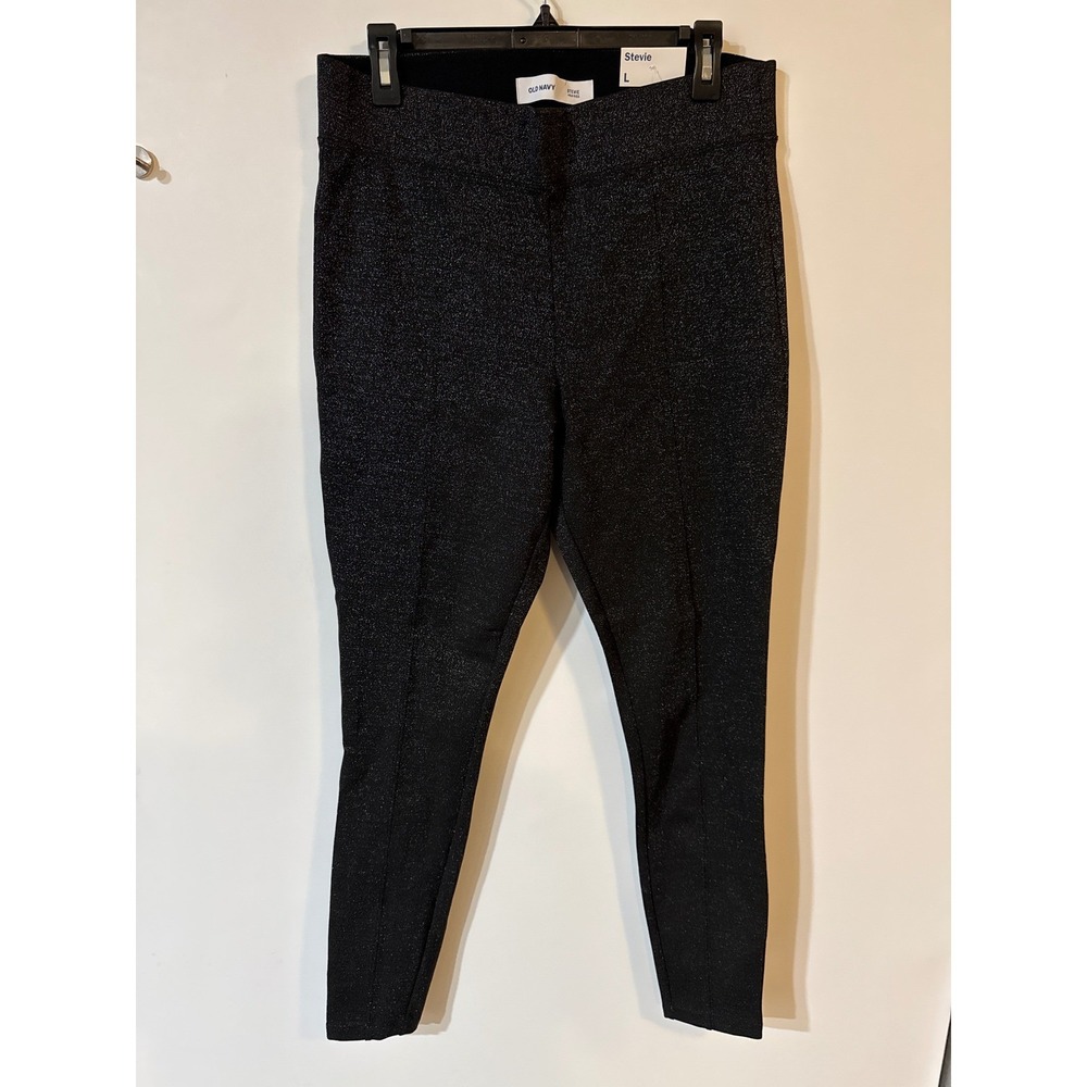 Old Navy Stevie High Rise Black Metallic Shimmer Skinny Pants Large New